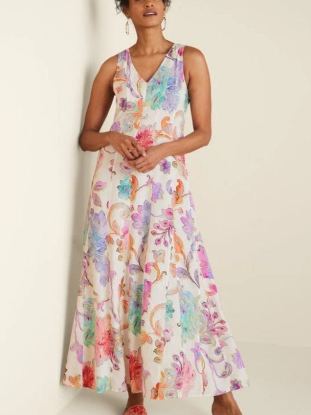 Soft Surroundings Flourish Dress Maxi Flare Bohemian Boho Colorful Fairycore XL